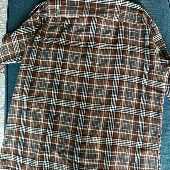 Claybrooke Outdoors Plaid Brown Blue Flannel Shirt - Picture 5 of 6